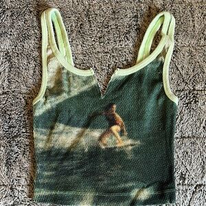 Green Surf Print Tank Top
